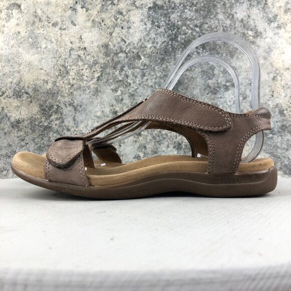 Taos Womens Size 7 Brown The Show Lightweight Leather Hook & Loop Casual Sandals - Picture 5 of 14